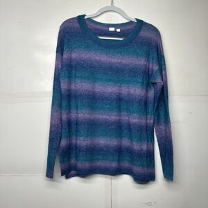 GAP Women’s Large Soft Knit Sweater Teal Purple Stripe